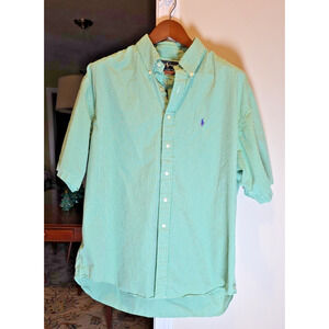 Ralph Lauren Blake Cotton Checkered Short Sleeve Button Down Shirt XL Green